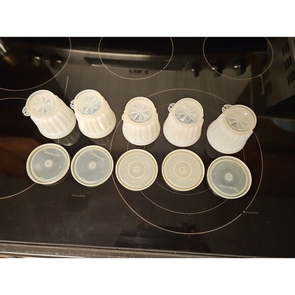 Set Of 5 Vintage Tupperware Jel-ette Jello Single Mold Cups With Lids #297 - Picture 6 of 9